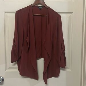 Torrid Womens Plus 3X Crepe Drape Blazer Madder Brown Jacket